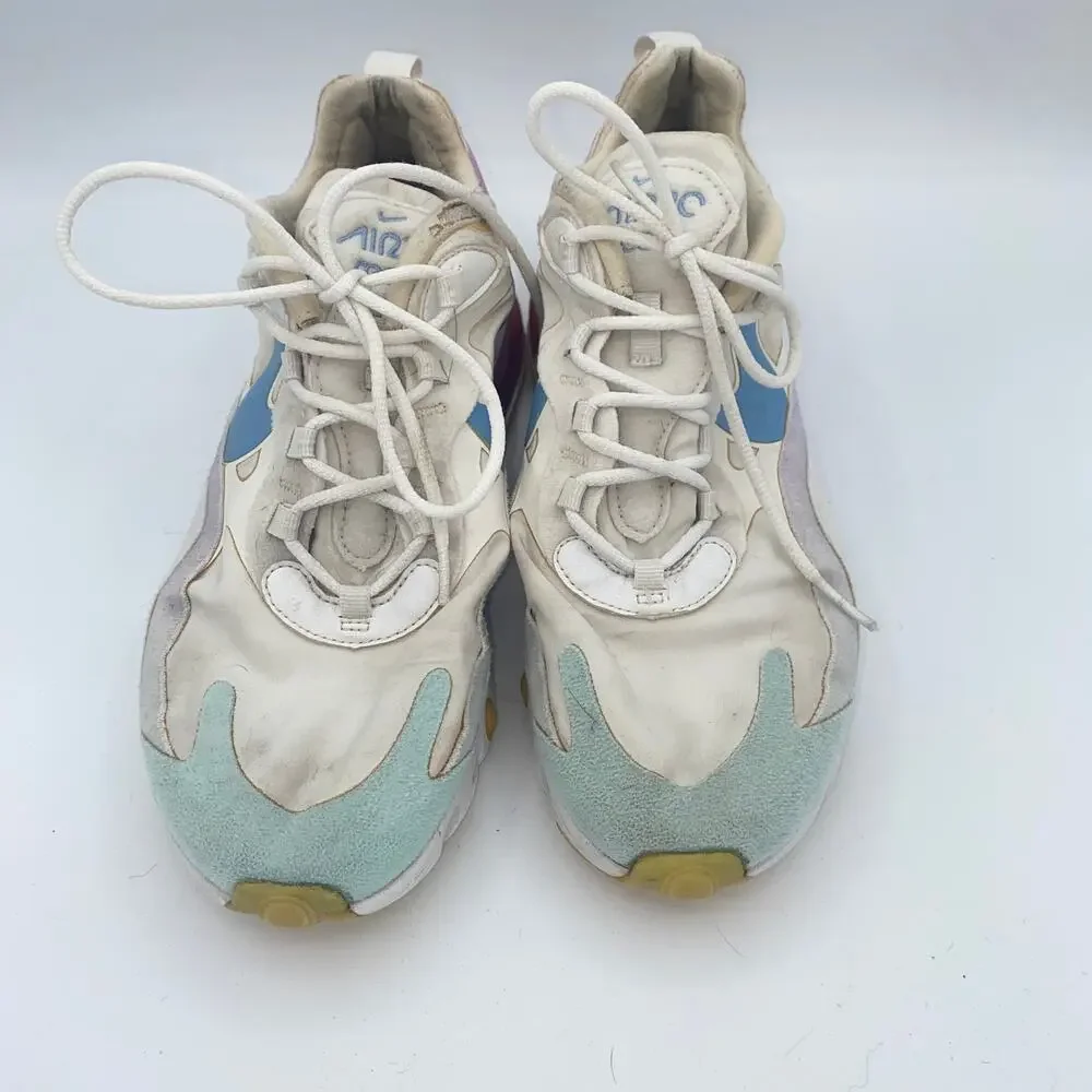Nike React Athletic Lace-Up White Purple llue Sneakers Women's 8.5 AT6174-102